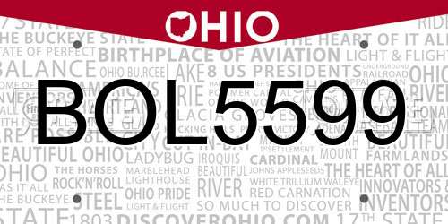 BOL5599 Ohio License Plate