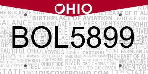 BOL5899 Ohio License Plate
