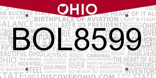 BOL8599 Ohio License Plate