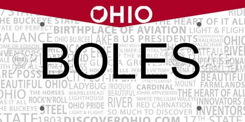 BOLES Ohio License Plate