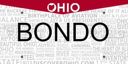 BONDO Ohio License Plate