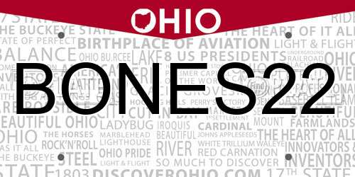 BONES22 Ohio License Plate