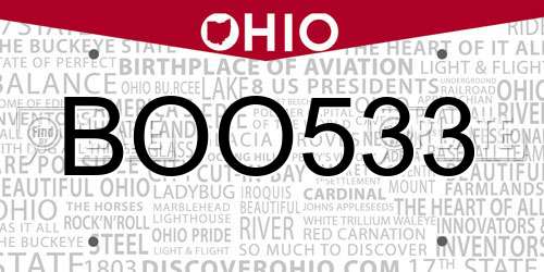 BOO533 Ohio License Plate