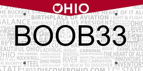 BOOB33 Ohio License Plate