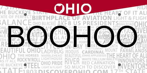 BOOHOO Ohio License Plate