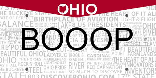 BOOOP Ohio License Plate