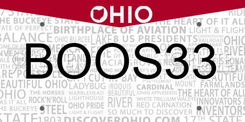 BOOS33 Ohio License Plate
