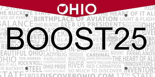 BOOST25 Ohio License Plate