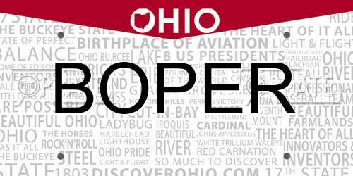 BOPER Ohio License Plate