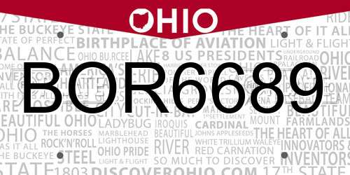 BOR6689 Ohio License Plate
