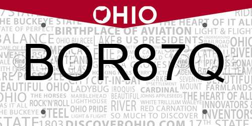 BOR87Q Ohio License Plate