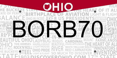BORB70 Ohio License Plate