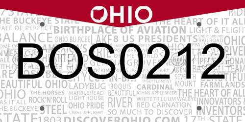 BOS0212 Ohio License Plate