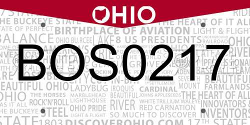 BOS0217 Ohio License Plate