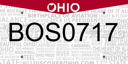 BOS0717 Ohio License Plate