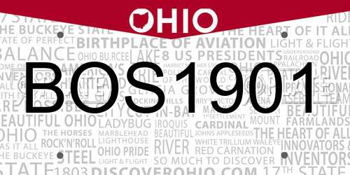 BOS1901 Ohio License Plate