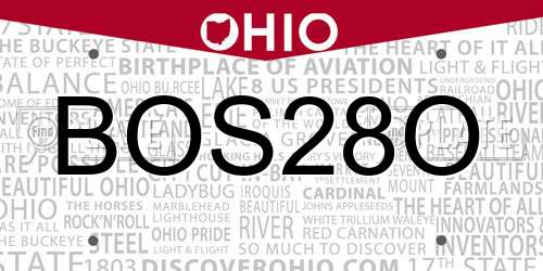 BOS28O Ohio License Plate