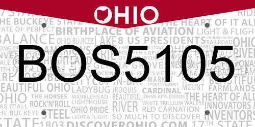 BOS5105 Ohio License Plate