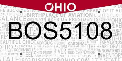 BOS5108 Ohio License Plate
