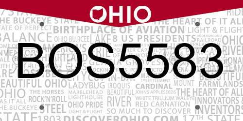 BOS5583 Ohio License Plate