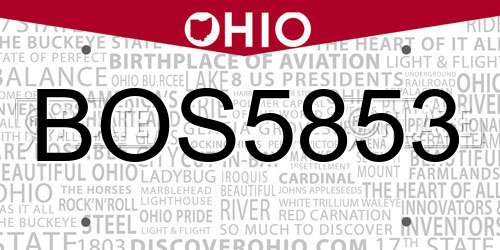 BOS5853 Ohio License Plate