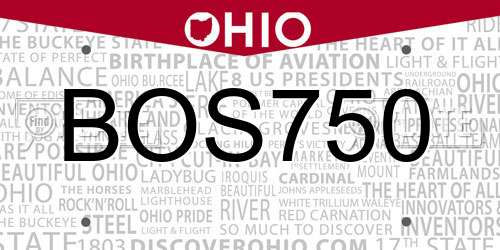 BOS750 Ohio License Plate