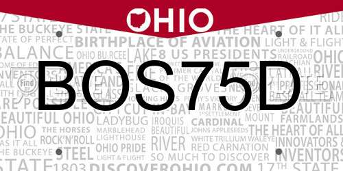 BOS75D Ohio License Plate
