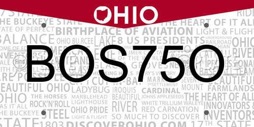 BOS75O Ohio License Plate