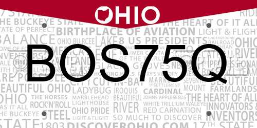 BOS75Q Ohio License Plate
