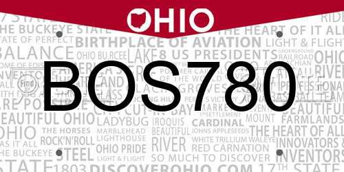 BOS780 Ohio License Plate