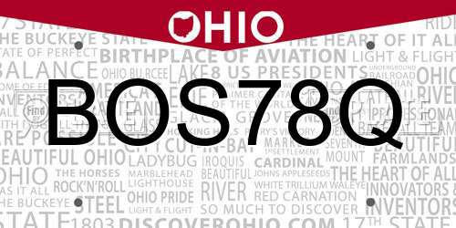 BOS78Q Ohio License Plate