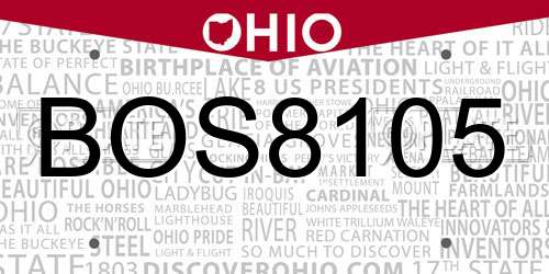 BOS8105 Ohio License Plate