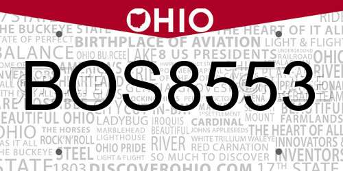 BOS8553 Ohio License Plate