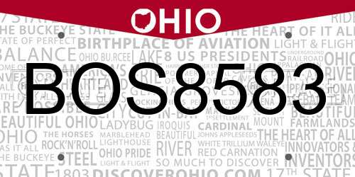 BOS8583 Ohio License Plate