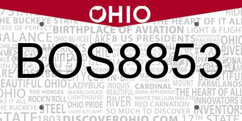 BOS8853 Ohio License Plate