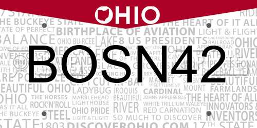 BOSN42 Ohio License Plate
