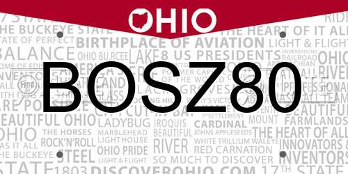 BOSZ80 Ohio License Plate