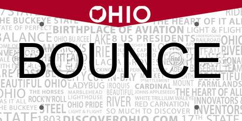 BOUNCE Ohio License Plate