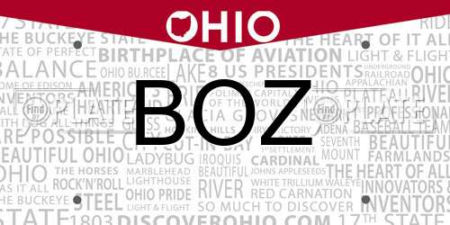 BOZ Ohio License Plate