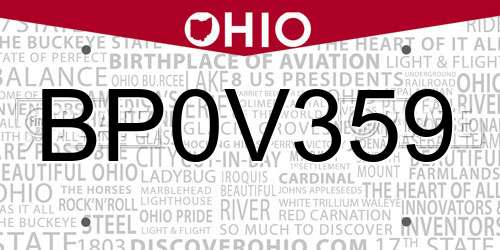 BP0V359 Ohio License Plate