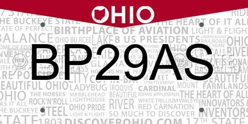 BP29AS Ohio License Plate