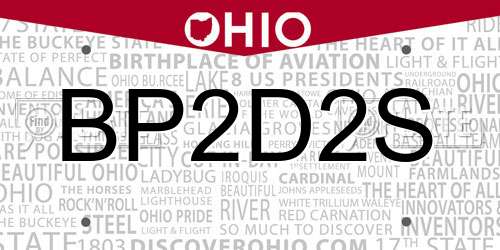 BP2D2S Ohio License Plate