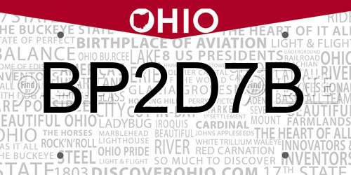 BP2D7B Ohio License Plate