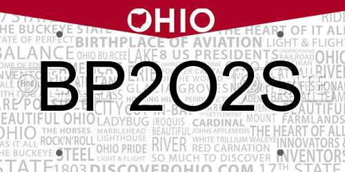 BP2O2S Ohio License Plate