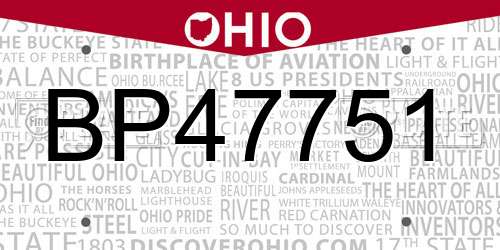 BP47751 Ohio License Plate