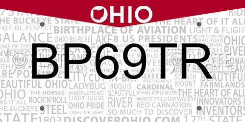 BP69TR Ohio License Plate