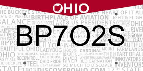 BP7O2S Ohio License Plate