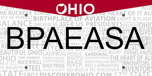 BPAEASA Ohio License Plate