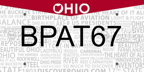 BPAT67 Ohio License Plate