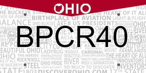 BPCR40 Ohio License Plate